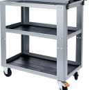 Carucior scule, echipat cu 3 polite utile 4 roti cu blocaj, sarcina maxima 200 kg