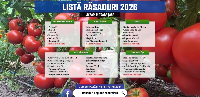Vand Rasad Rosii Ardei Vinete Castraveti Varza | Rasaduri Legume 2026