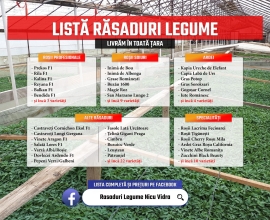 Rasaduri legume : Rasad rosii / tomate ardei castraveti vinete salata 2026