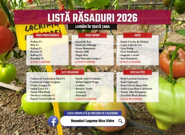 Rasaduri | Rasad rosii romanesti si hibrizi, ardei, vinete, castraveti 2026