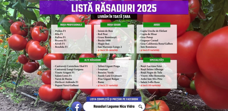 Vand Rasad Rosii Ardei Vinete Castraveti Varza | Rasaduri Legume 2025