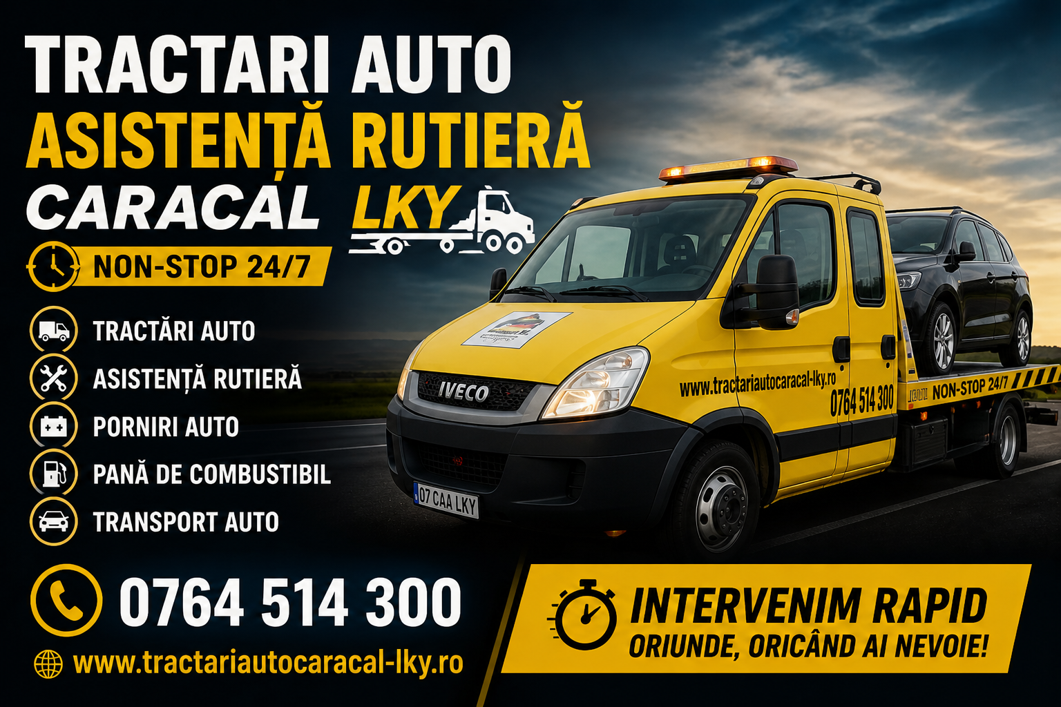 Tractari Auto si Asistenta Rutiera LKY 24/7  | Interventii Rapide Caracal, Olt