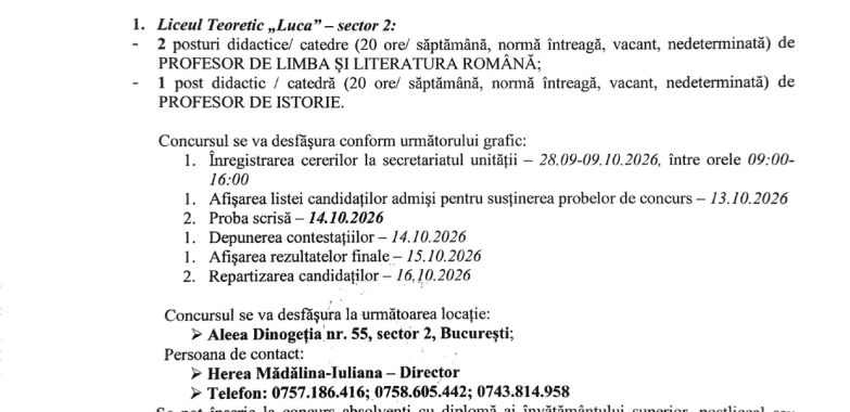 Anunt concurs titularizare