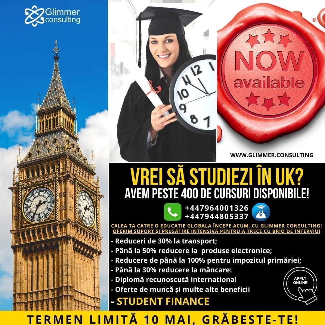 Planuiesti sa studiezi in UK in 2020? Termen limită 10 MAI. Aplica acum, grăbeste-te!