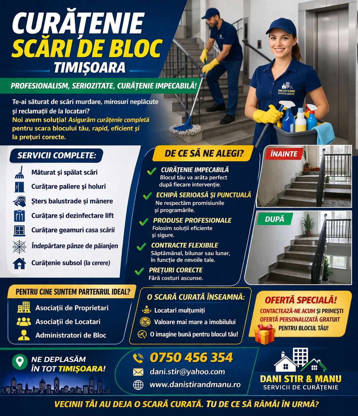 Servicii profesionale de curățenie pentru Asociații de Proprietari – Zona AEM Timișoara | DANISTIR & MANU SRL
