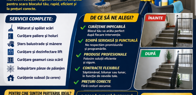 Servicii profesionale de curățenie pentru Asociații de Proprietari – Zona AEM Timișoara | DANISTIR & MANU SRL