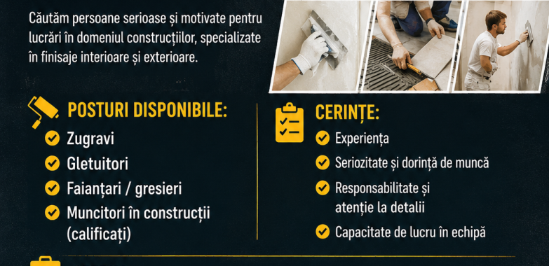 Angajam Finisori Interior/Exterior