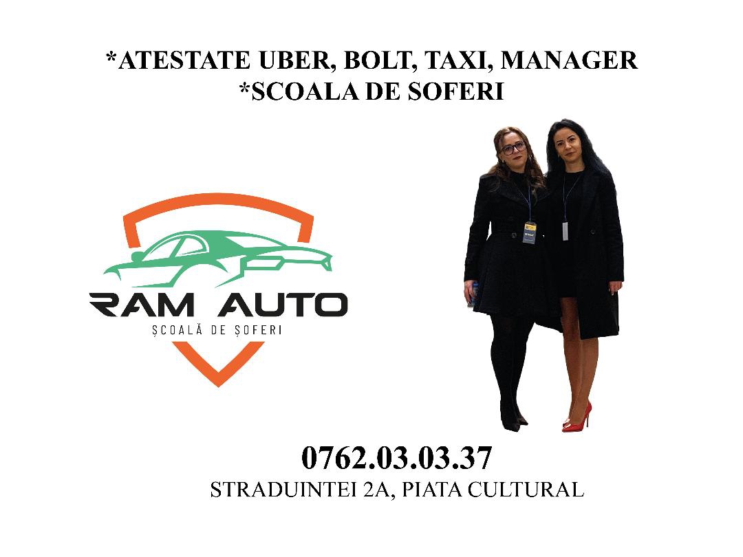 atestat uber bolt taxi, transport marfa, manager