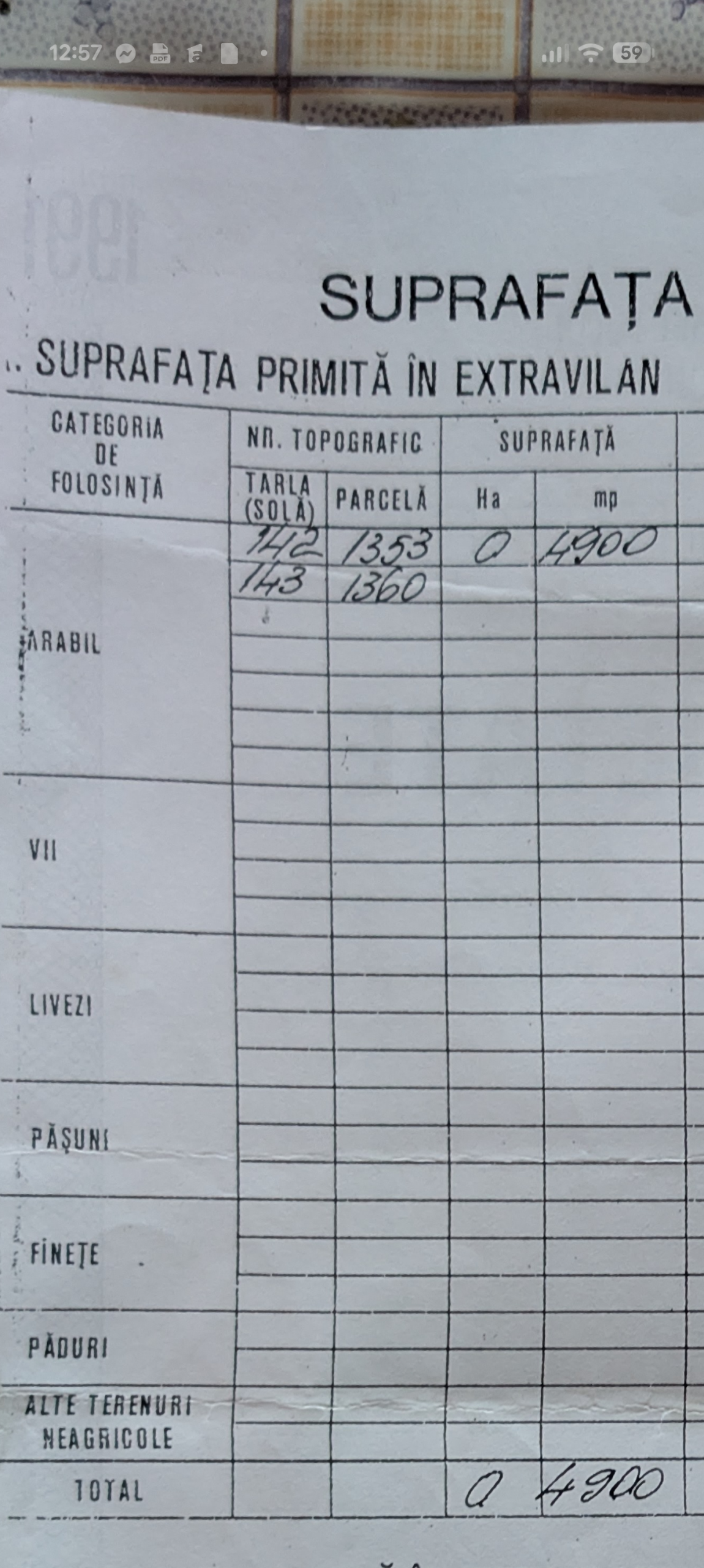 Teren arabil extravilan Mărășești – zonă A7 – 5 €/mp negociabil