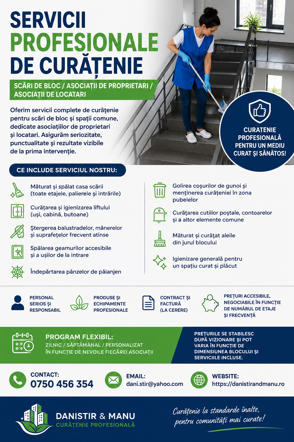 SERVICII PROFESIONALE DE CURĂȚENIE SCĂRI DE BLOC / ASOCIAȚII DE PROPRIETARI / ASOCIAȚII DE LOCATARI